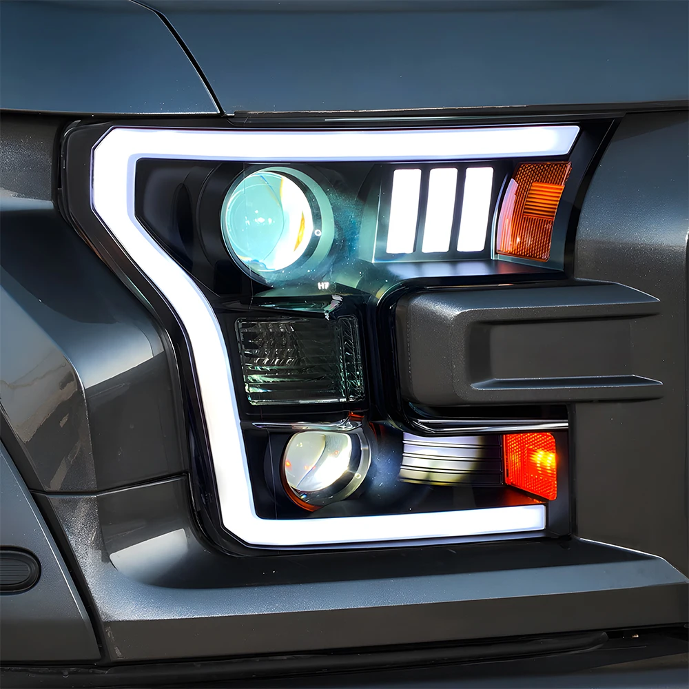 

For Ford Raptor F-150 2015-2017 LED Car Front Lamps Assembly Upgrade High-Quality Projector Lens Auto Headlights Plug and Play