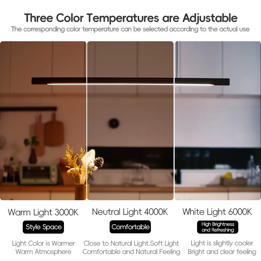 Wood Pendant Lights LED Hand Sweep Smart Sensor Pendant Lights LED Hand Scan Hanging Lamps for Kitchen Island Dining Living Room