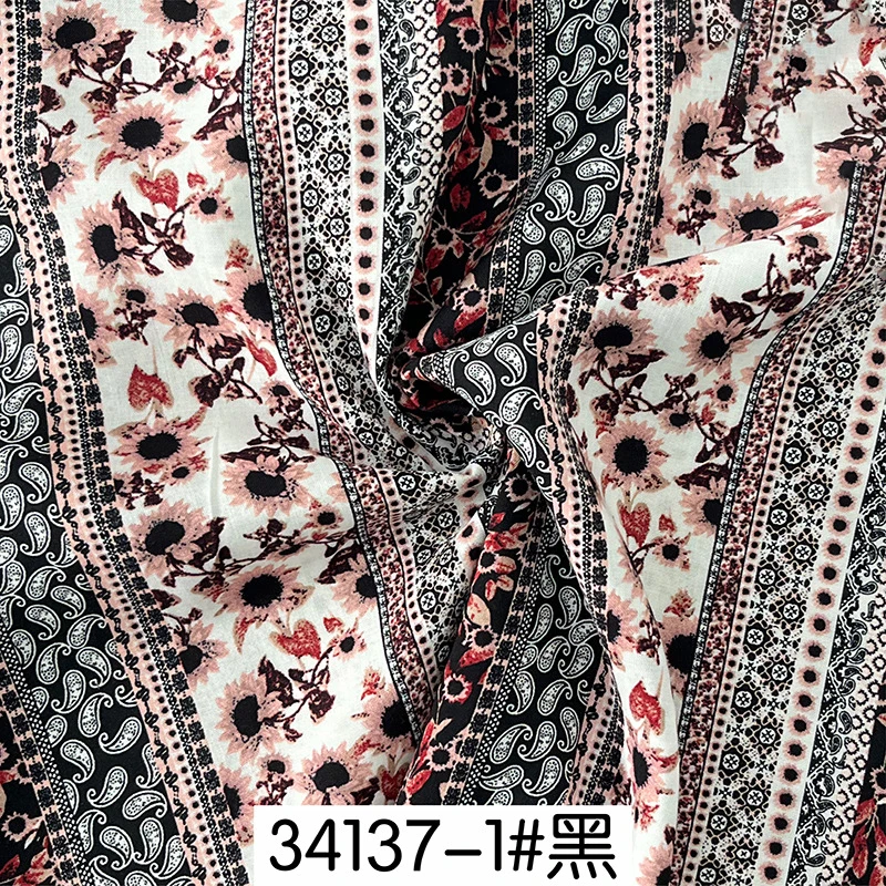 100*145cm Soft Viscose Rayon Cotton Fabric Pattern Floral Printed Fabric For Sewing Spring Summer Dress Cloth Design Material