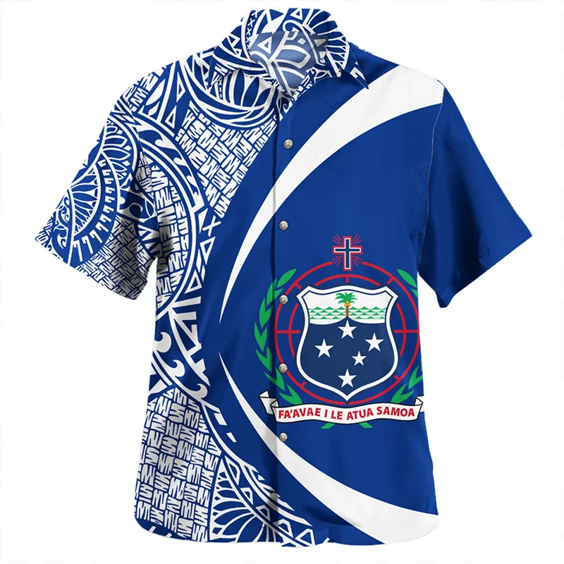 New Summer 3D American Samoa National Flag Printing Shirts For Men Samoa Coat Of Arm Graphic Short Sleeves Harajuku Clothing Top