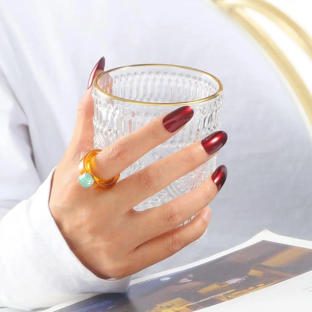 Fashion Jewelry Elegant Irregular Girls Rhinestone Women Resin Rings Geometric Transparent Finger Ring