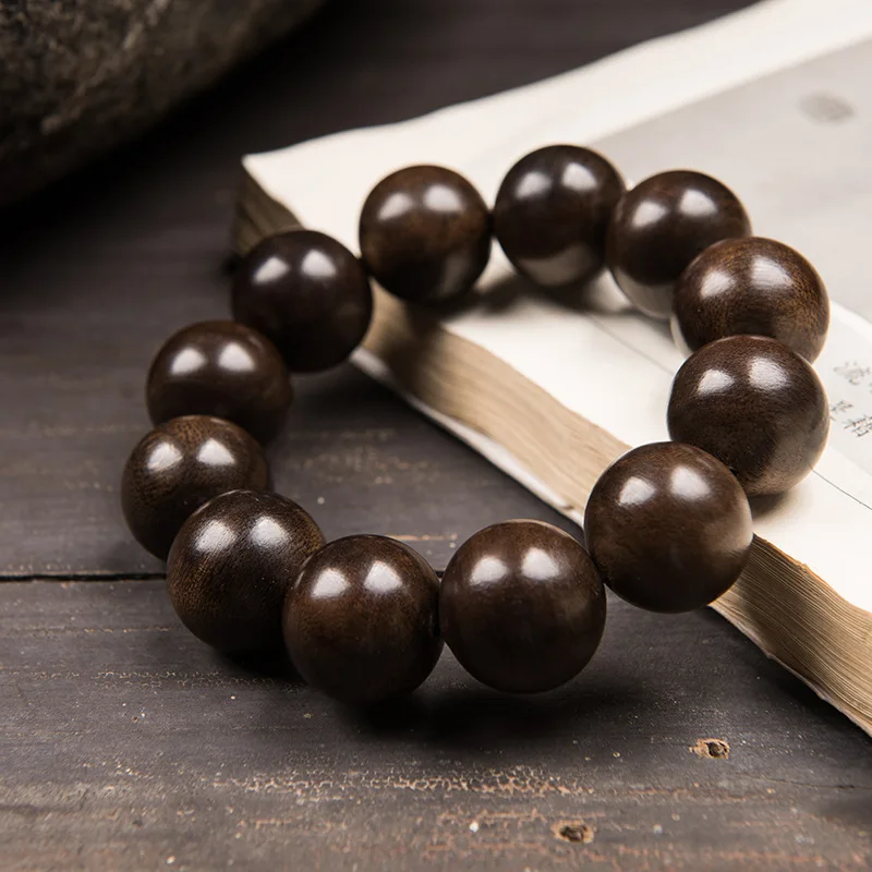 Brunei Black Oil Soft Silk Bracelet 20mm Milk Fragrance Rich Wooden Prayer Beads Crafts Gift