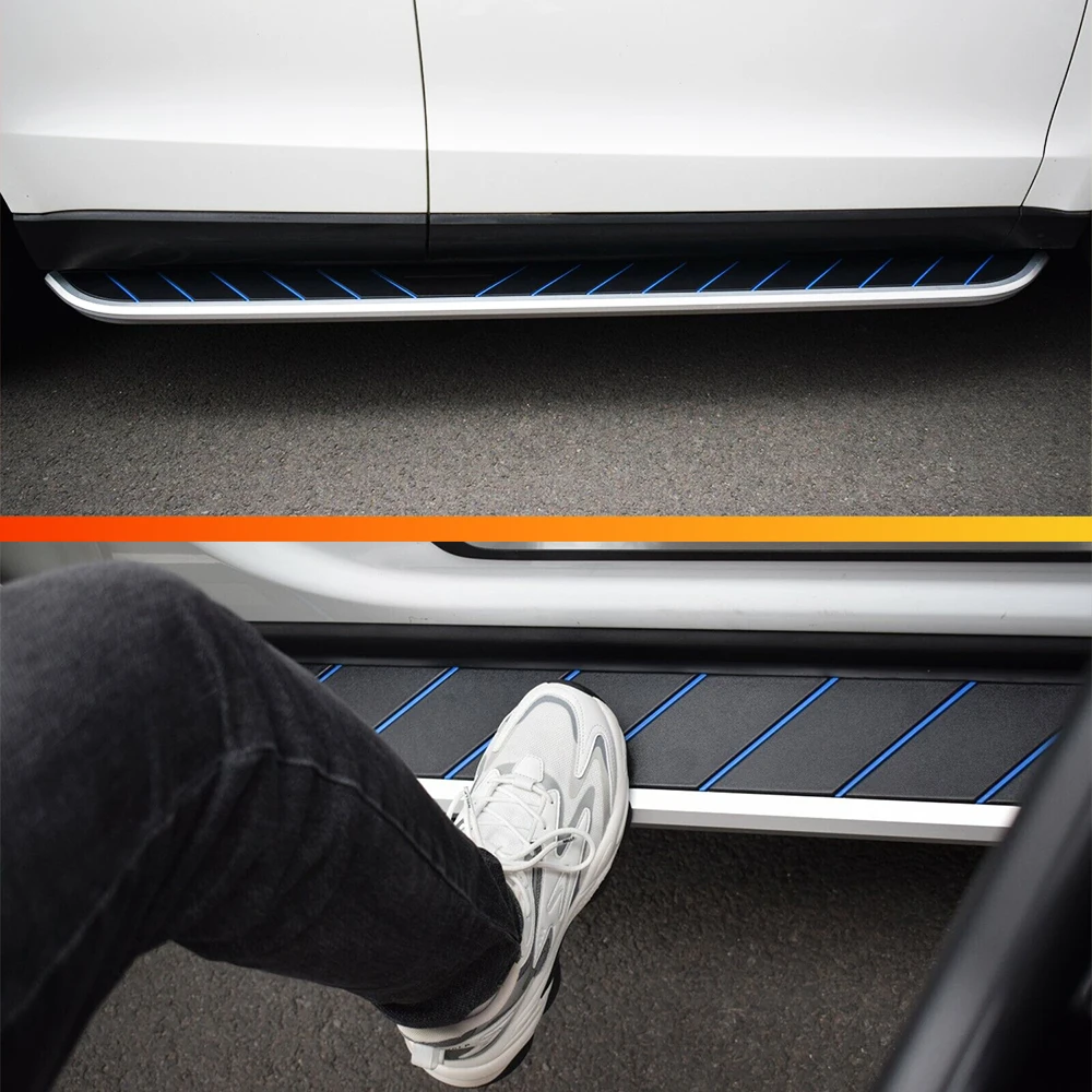 2 قطعة لوحات الجري ل Volkswagen VW ID.4 2020-2025 خطوات جانبية مجموعة كاملة Nerf Bar شريط زخرفي أزرق #4