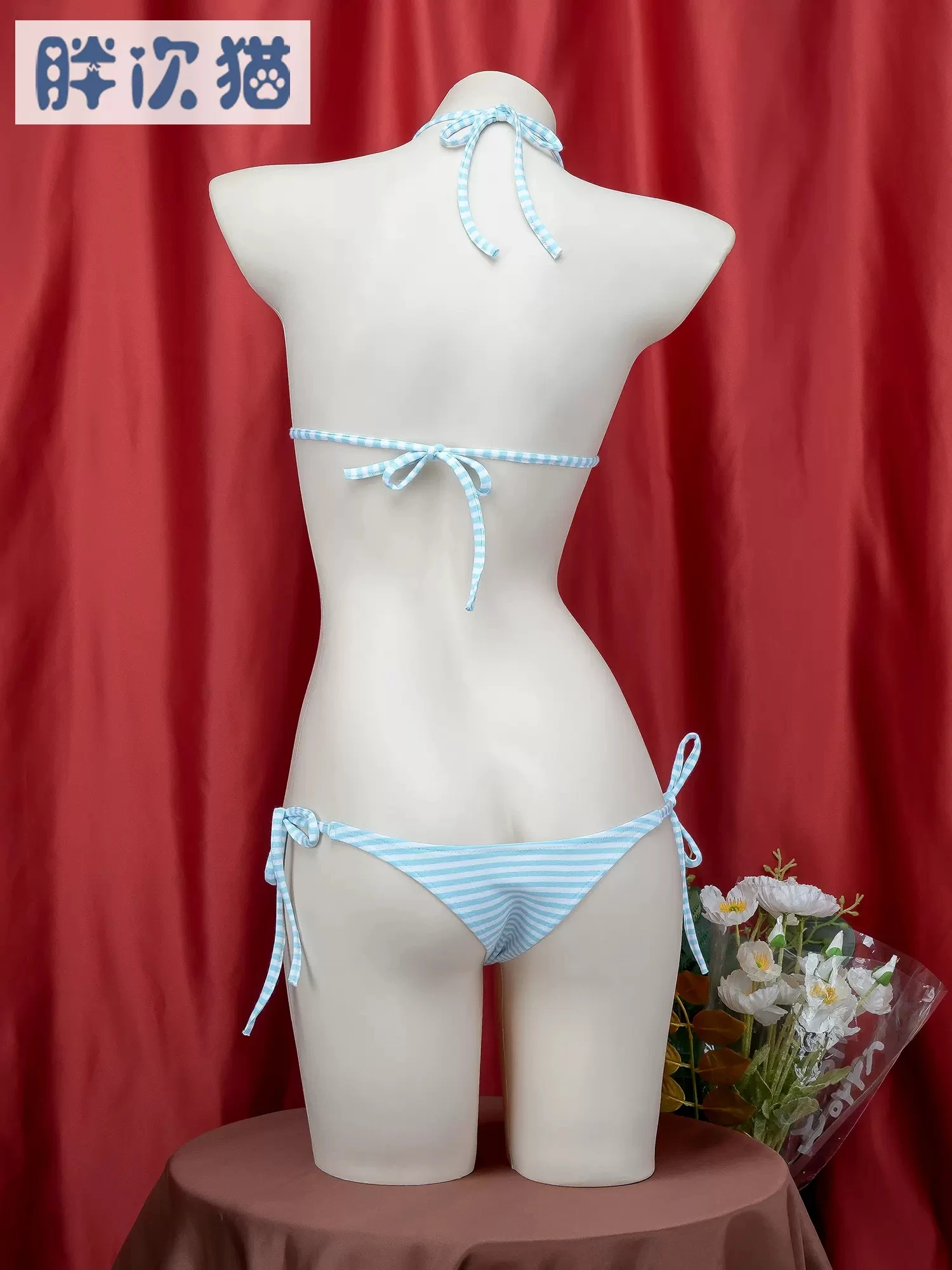 Mini Striped Bikini Bandage Underwear Sets Three point style School Cosplay Costume Girls Uniform Bikini