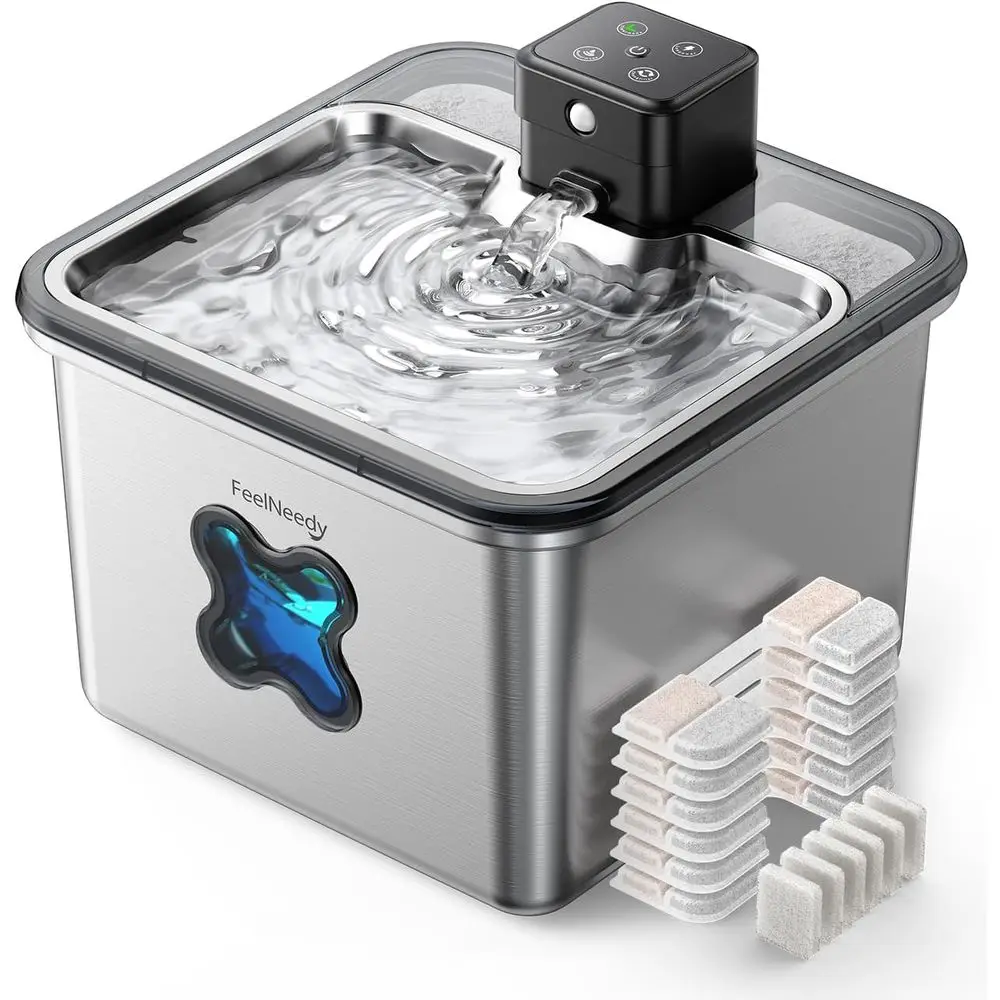 

Battery-Powered Stainless Steel Pet Fountain with Sensor, 3.2L Capacity for Cats and Dogs
