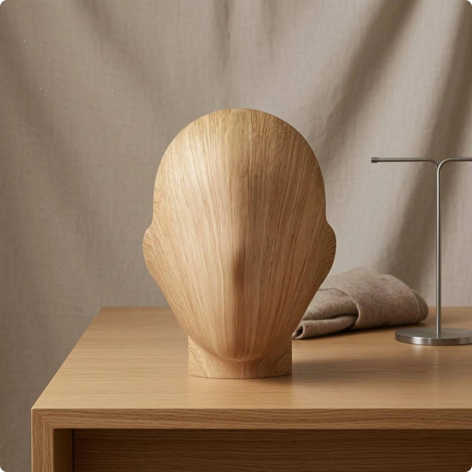 Mannequin Head Stand Wood-Grain Finish Hairpiece Display Head Hat Display Stand Tabletop Single-Piece