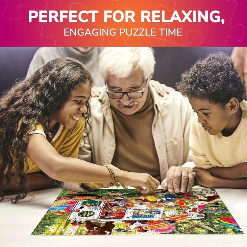 1000 pièces QUOKKA Cube magique Puzzle avec camping-car et conception de voyage pour animaux de compagnie-grand jeu de société familial adapté aux adultes et aux animaux Patte