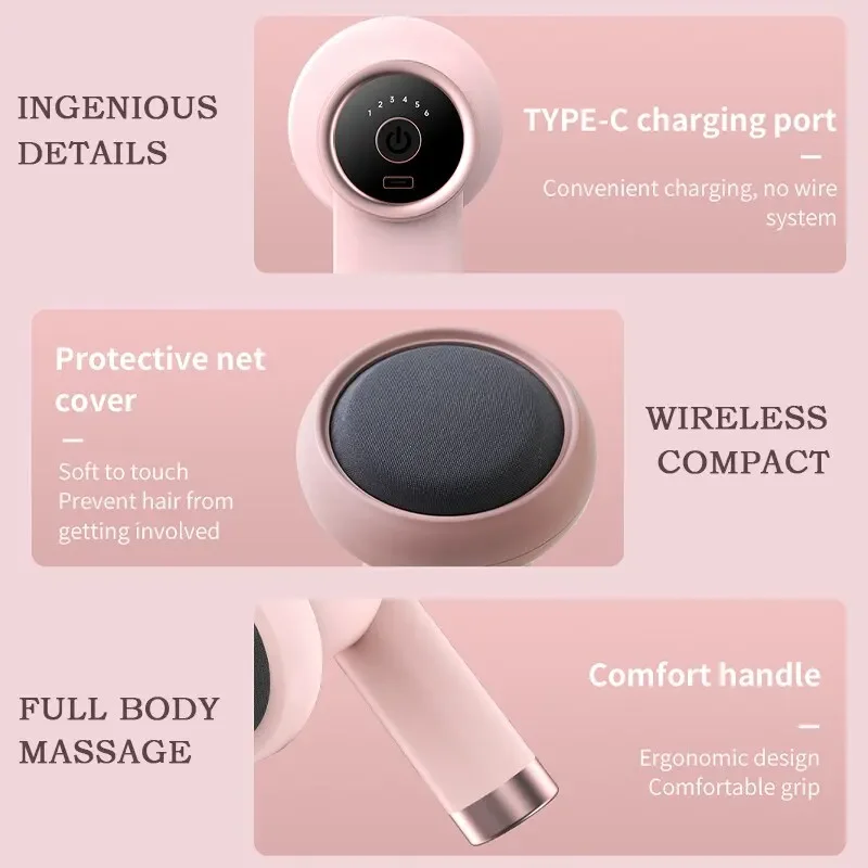 Massage Gun Wireless Charging Fat Pushing Machine Handheld Portable Massage Stick Neck, Waist, Shoulder Kneading Pink White Cake
