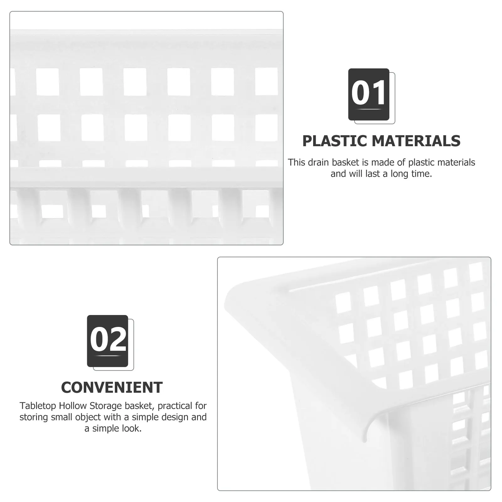 

4pcs Storage Baskets PP Material Light for Kitchen Bathroom Closet Desktop Organizer Under Sink Living Room Plastic