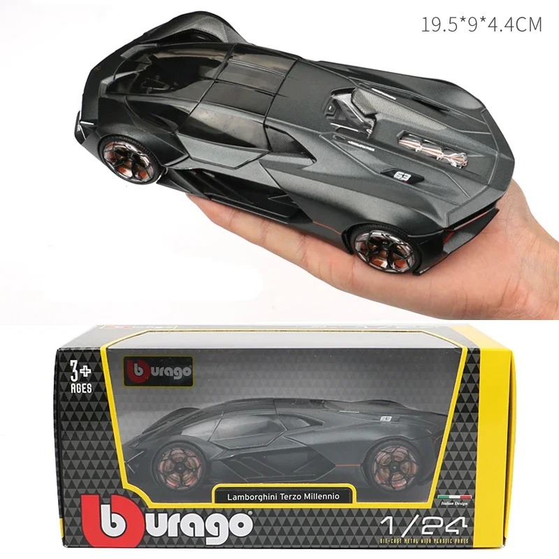 โมเดลรถอัลลอยด์สีดำ 1:24 รุ่น Terzo Millennio ของสะสมตกแต่งรถยนต์ ของเล่น ของขวัญ โมเดลหล่อขึ้นรูป