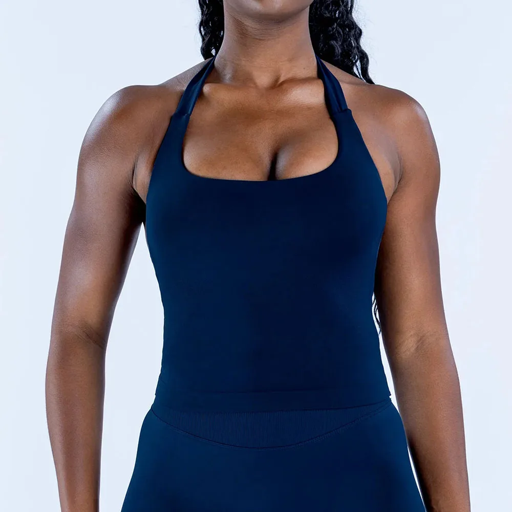 

Impact Women's Square Neck Halter Yoga Top Fitness Tank Seamless Padded Sports Bra Built-in Fitted Gym Clothes Every Wear XS-XL