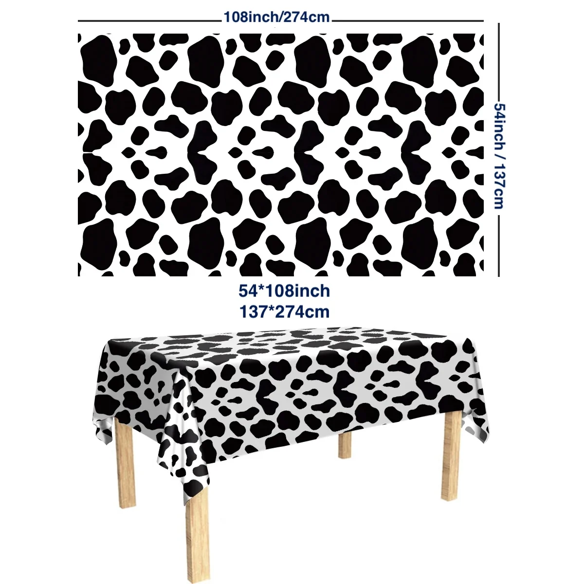 1pc Kuh Druck Tischdecke Einweg Rechteck Kunststoff Tisch Abdeckung Cowboy Tischdecke für Tier Themen Geburtstag Party Decor – Detail 2