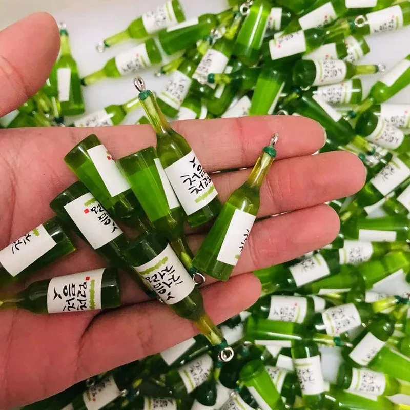

10pcs Cute Mini Korean Soju Bottle Resin Pendants for DIY Jewelry Making Necklace Earring Keychain Craft Supplies