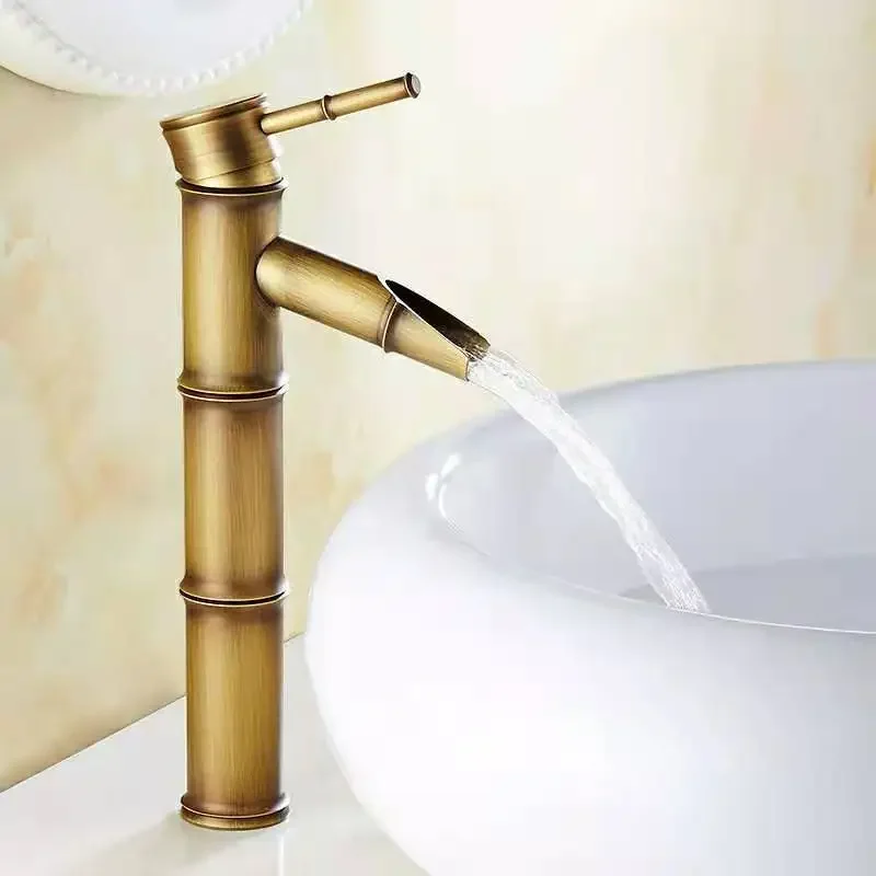 Bamboo bronze bathroom faucet bathroom mixer antique copper bathroom faucet