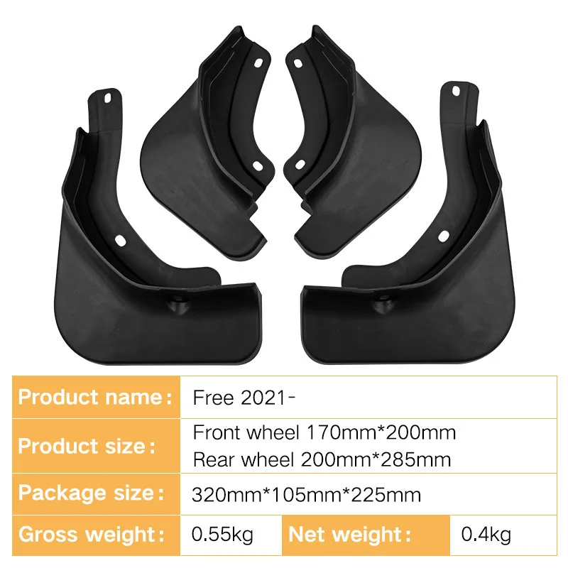 FOR Voyah Free 2021-2023 Car Molded Mud Flaps Splash Guards Mudguards Front Rear Styling Front Rear Car Accessories