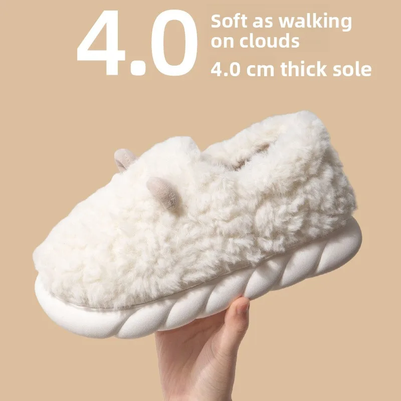 

Тапочки Qidan eep Plu для женщин и мужчин, зимние, для дома, противоскользящие, мягкие, хлопковые, без застежек, теплые, пушистые, для пар.
