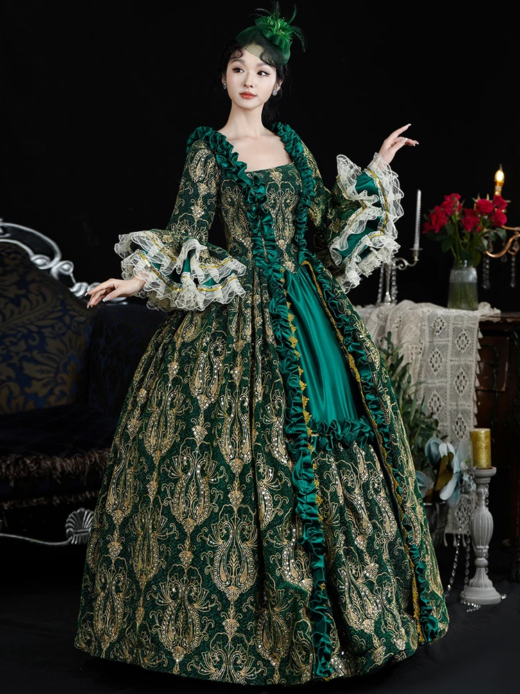 Robe de luxe verte Marie Antoinette, robe de bal, robe de soirée victorienne pour adultes, pour femmes