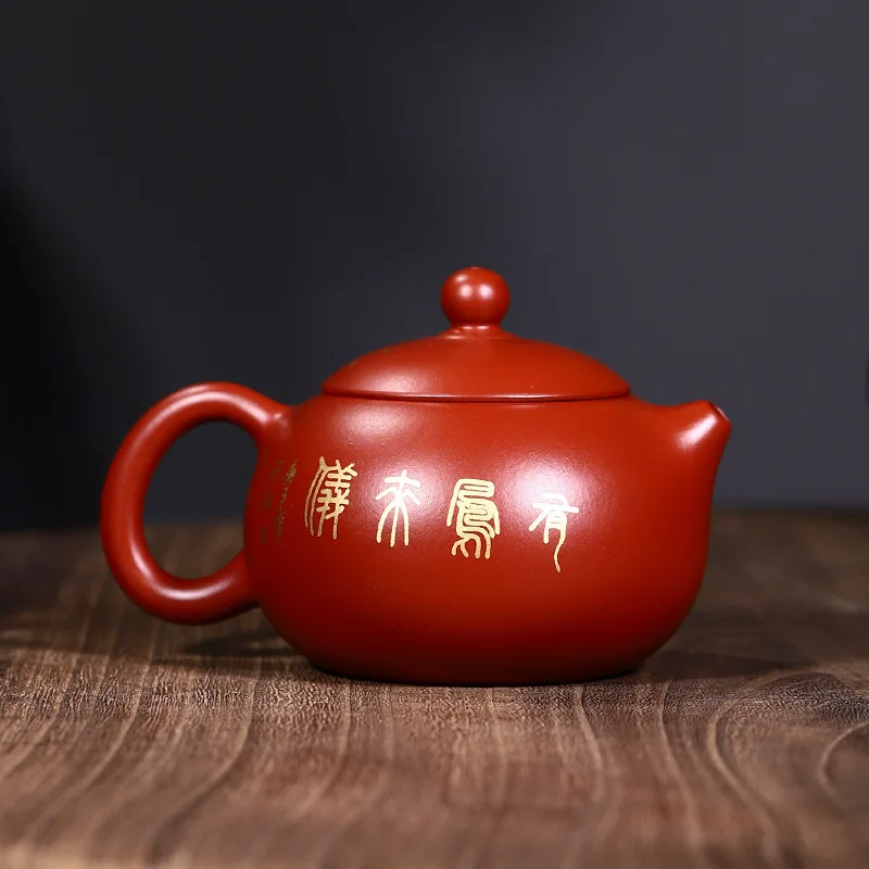 Drop-Shipping Yixing Pure Handmade Original Ore Purple Clay Teapot With Gold Detailing Xishi Teapot High-End Tea Set