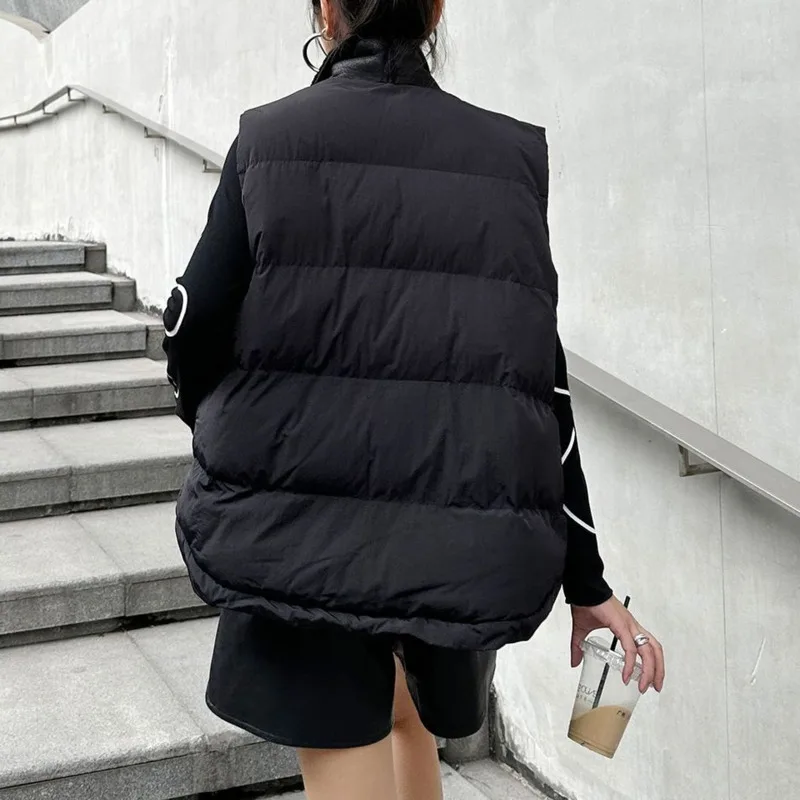 HKSH Autumn Winter New Women's Padded Waistcoat Patchwork Contrast Color Pockets Versatile Elegant Trend Ins Warm Jacket HK15181