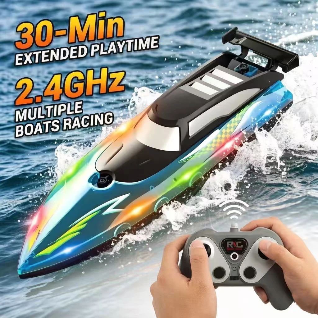 RC Battery Boat Ship 2.4Ghz High-Speed Remote Control Racing Ship Water Speed Boat Child Model Kids Boys Outdoor Pool Toys Gifts