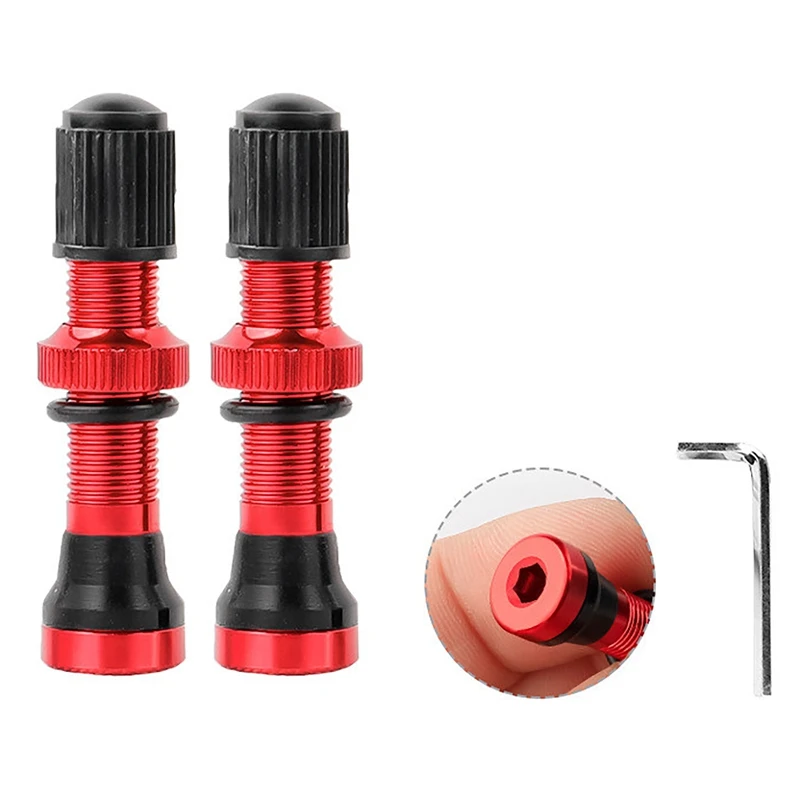 Top Deals 2PCS Bicycle Schrader A/V Valves 40Mm CNC Machined Anodized Nipple For MTB Road Bike Tubeless Rims