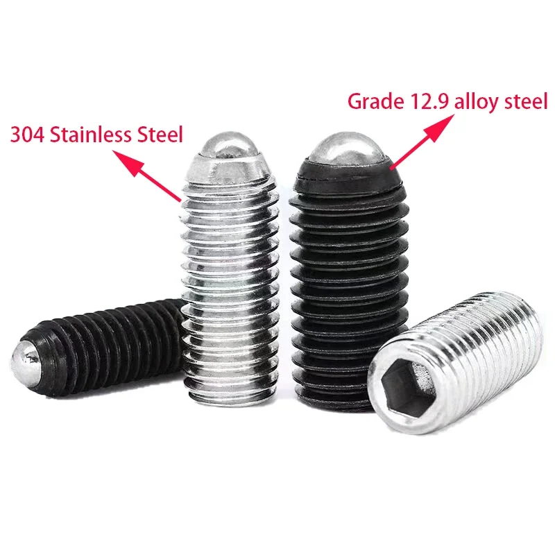 M2.5 M3 M4 M5 Grade 12.9 Hexagon Socket Spring Ball Plunger Point Set Screw 304 Stainless Steel Allen Wave Ball Positioning Bolt