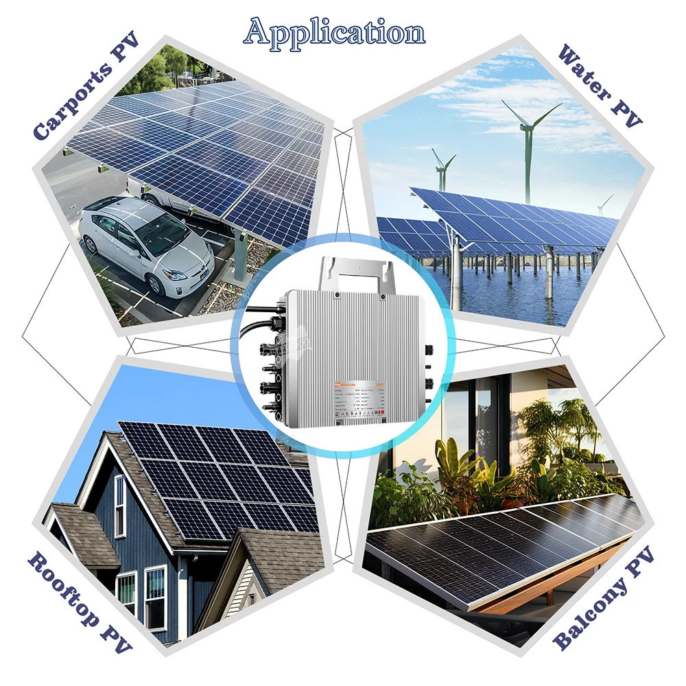 HM 2000W Solar Inverter 25-55VDC Solar Panel Input On Grid Microinverter With WiFi Function For 230VAC Home Grid Solar Power