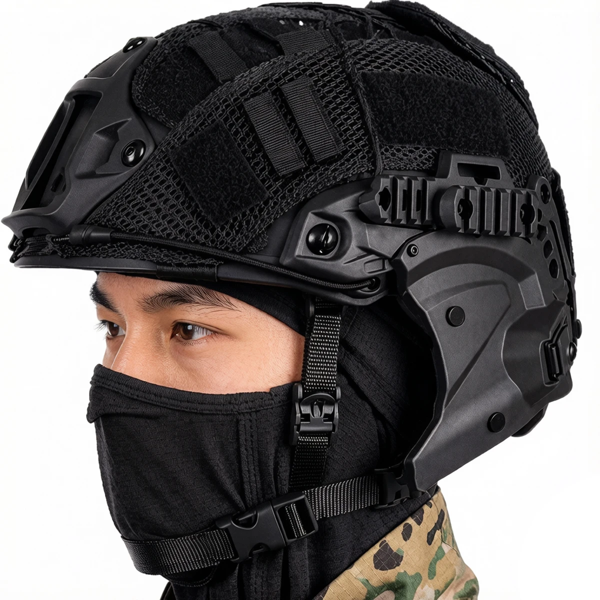 Airsoft Wendy 3.0 Adjustable Tactical Protective Helmet with Face Mask Ear Cover for Outdoor Paintball CS Halloween Cosplay Gear