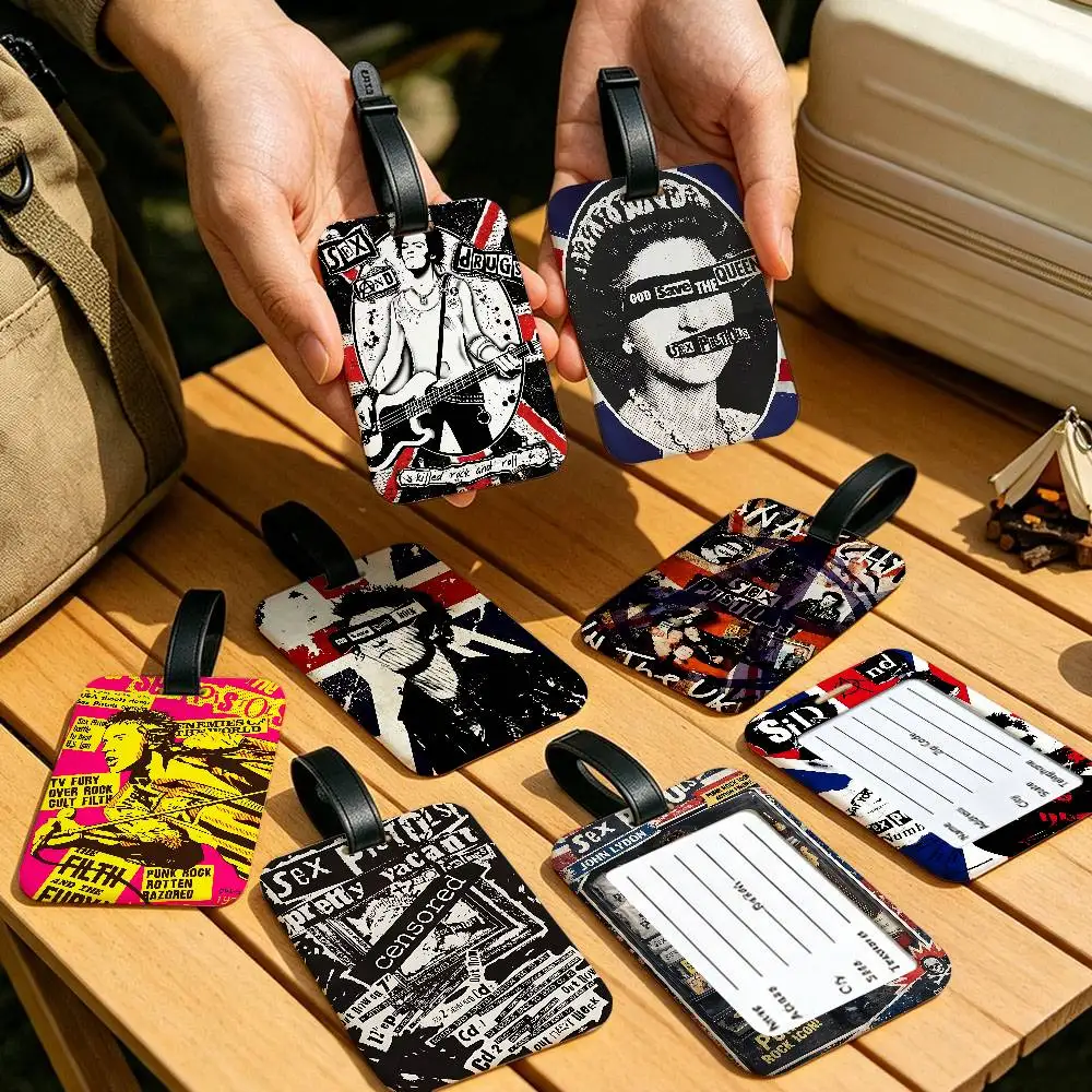 S-Sex P-Pistols Rock Band PVC Baggage Identification Tag Anti lost Information Card Holder Travel Suitcase Name Tag