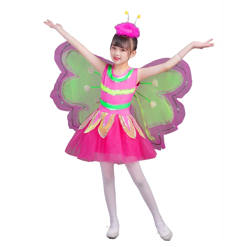 

Children's Latin dance princess skirt girl insect flying butterfly skirt ballet dress small bee dance skirt