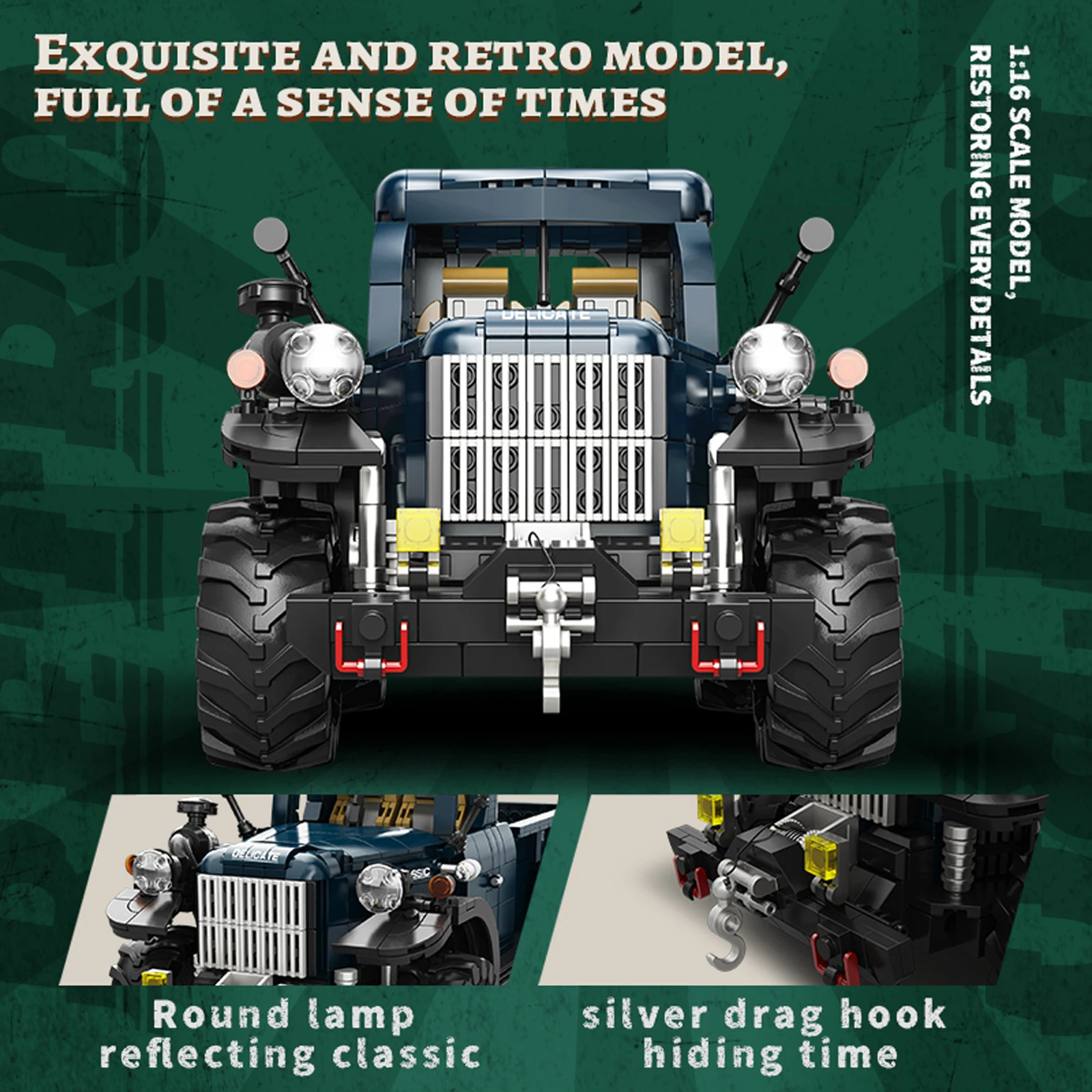 1199Pcs Technical Retro Pickup Truck Building Blocks 1952 Power Wagon Vehicle Bricks MOC Collection Toy For Kids Christmas Gifts