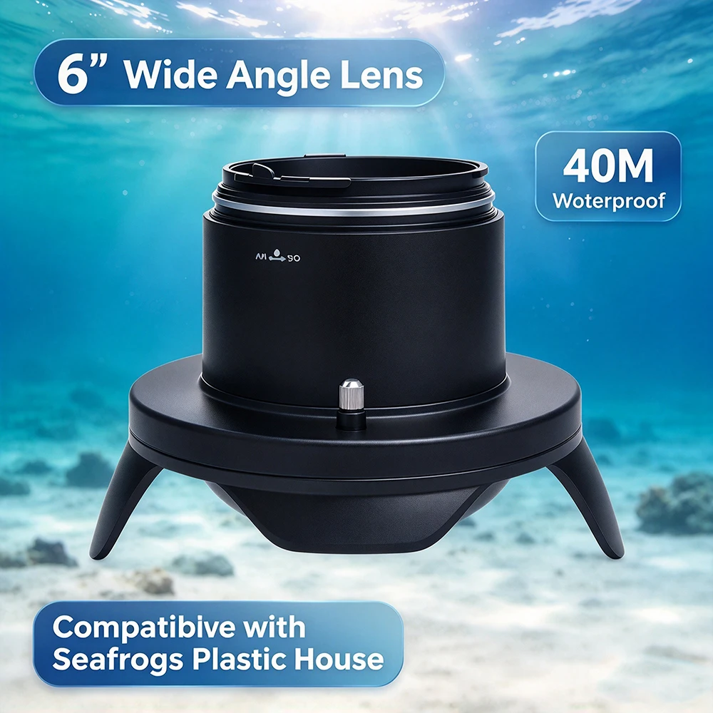 6-inch plastic wide-angle lens compatible with Seafrogs waterproof case lens FE24-70F4ZAOSS with focus ring