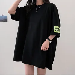 Summer Ladies Sport Wear Korean Version New Cotton Short Sleeve Top Outdoor Casual Teenage Girls Popular O-neck T-shirt 2024