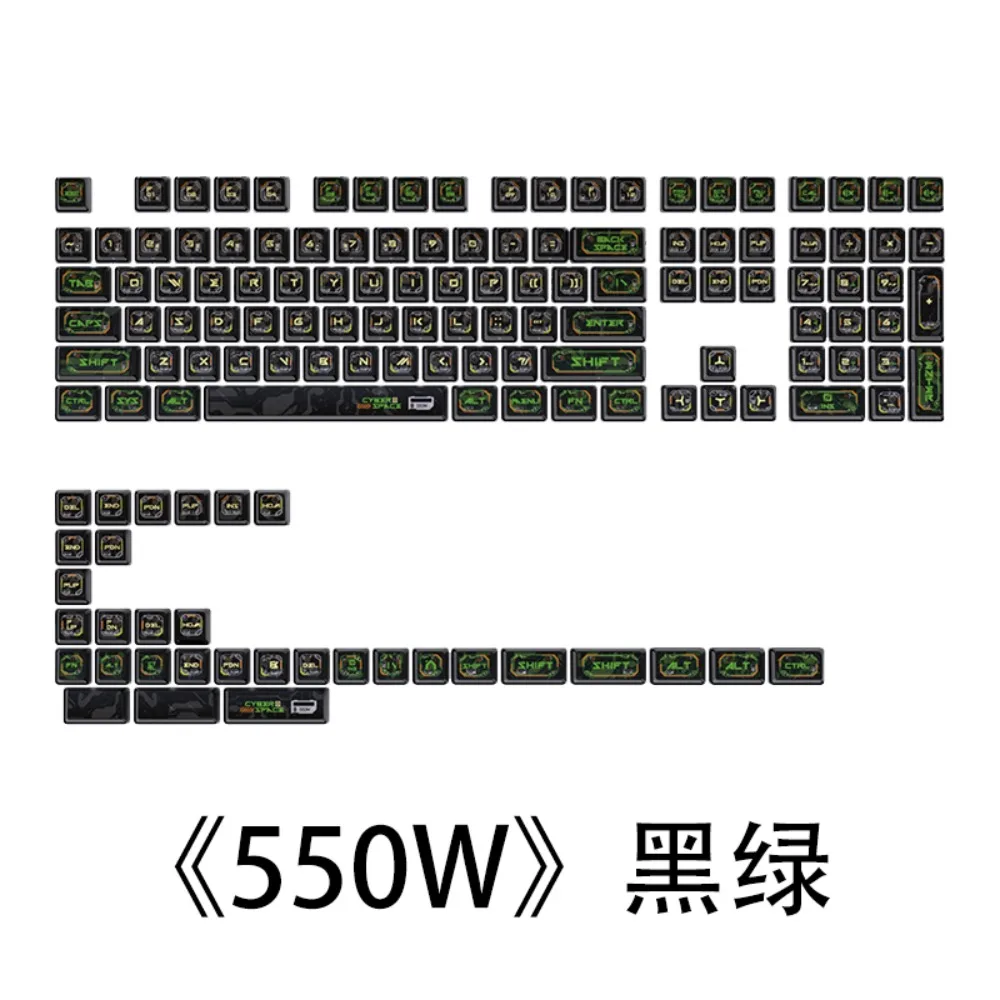 PIIFOX《550W》Nuclear Power Profile Keyboard Keycaps PBT Transparent 5-Sided Heat Sublimation Translucent Customized Replacement