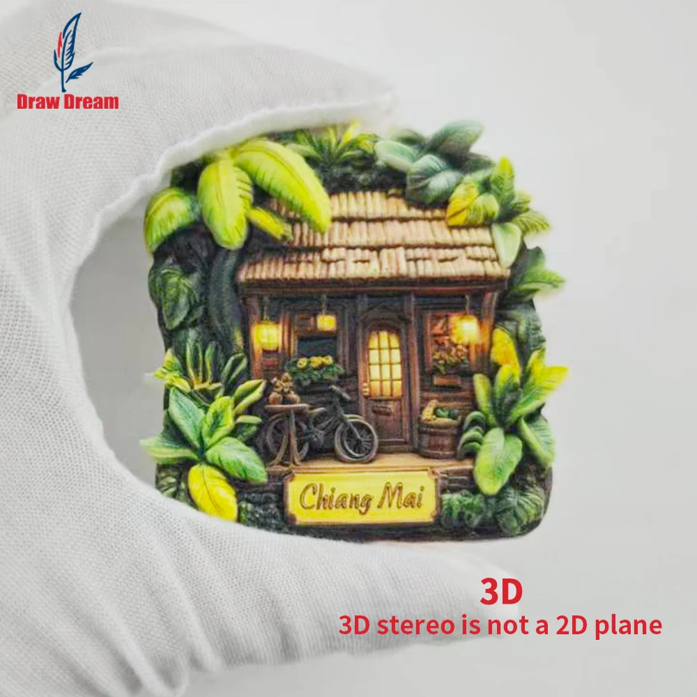 1Pc Chiang Mai Fridge Magnet, World Travel Souvenir Collection, Suitable for Home and Office Decoration, Personalized Exclusive Travel Souvenir Magnetic Fridge Magnet, Home Decoration, Kitchen, Room, Office, Cabinet Crafts, Gifts, Holiday Souvenirs, Exquisite Small Gifts