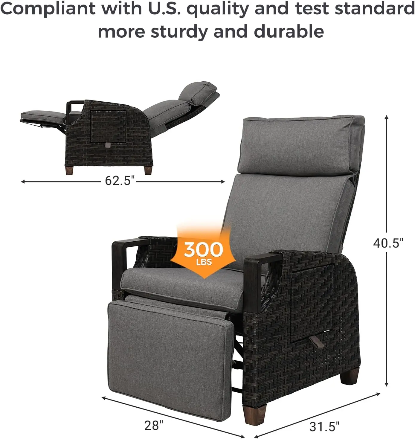 Fauteuil inclinable extérieur avec dossier et repose-pieds réglables indépendants, pompe à air, fauteuil inclinable plat à 150 °, parfait