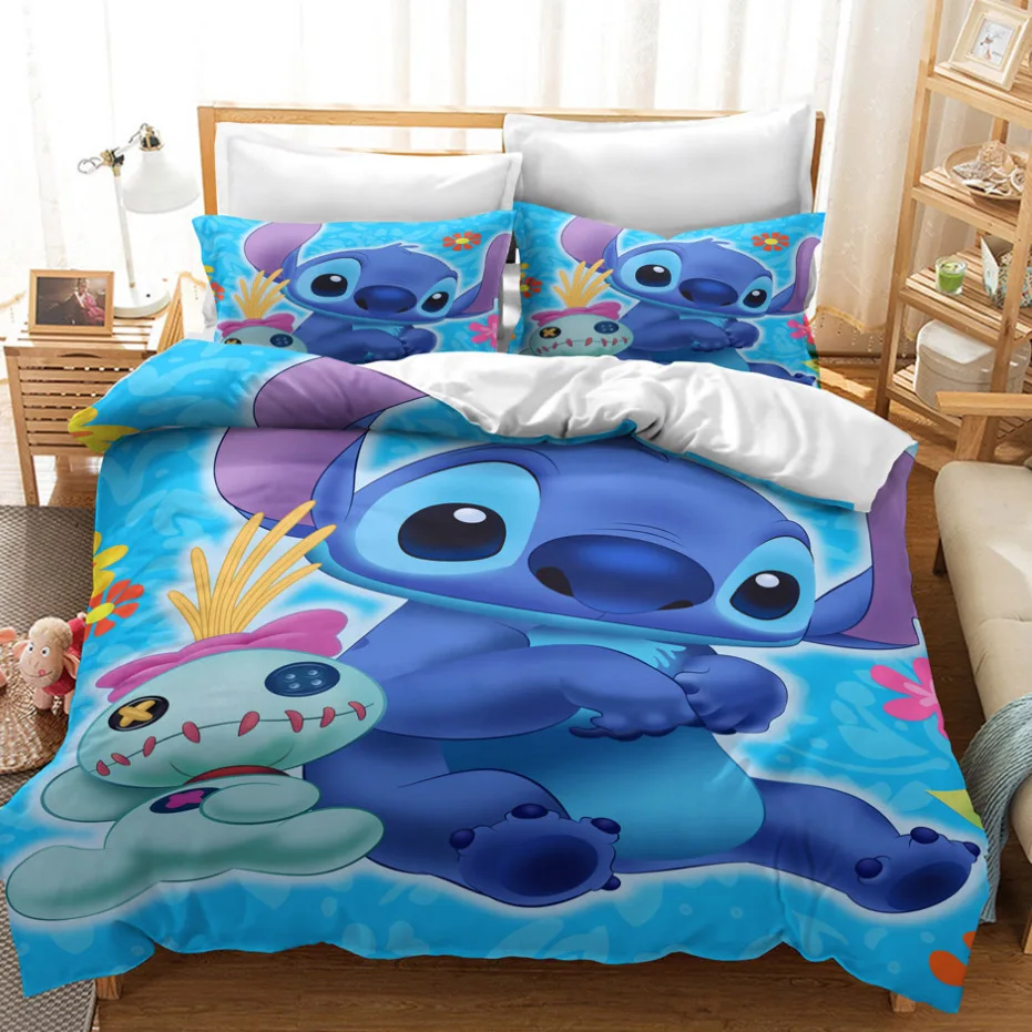 Imagem -05 - Disney Home Lilo e Stitch Bedding Grupo Quilt Cover Twin Decoração do Quarto para Crianças Menino Menina Rainha King Size Pcs Pcs