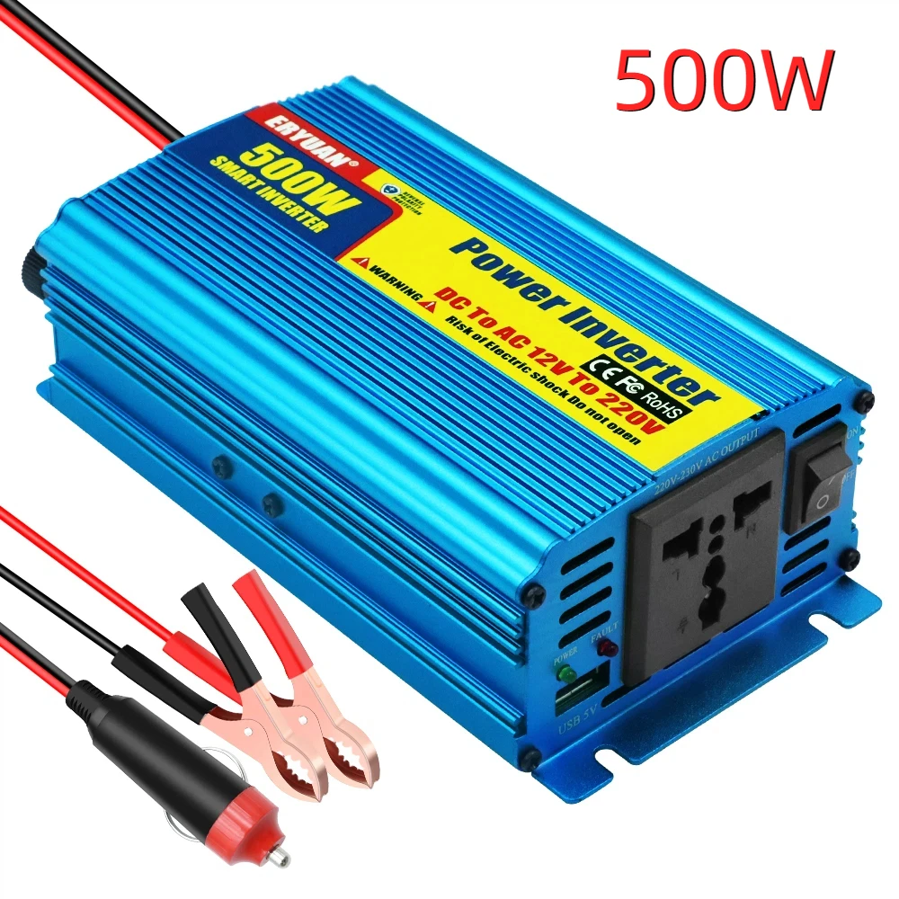 

Car Power Inverter For SUV RV Truck Trailer Battery Converter Multi-scenario Use 500W Multifunctional Auto Power Supply Inverter