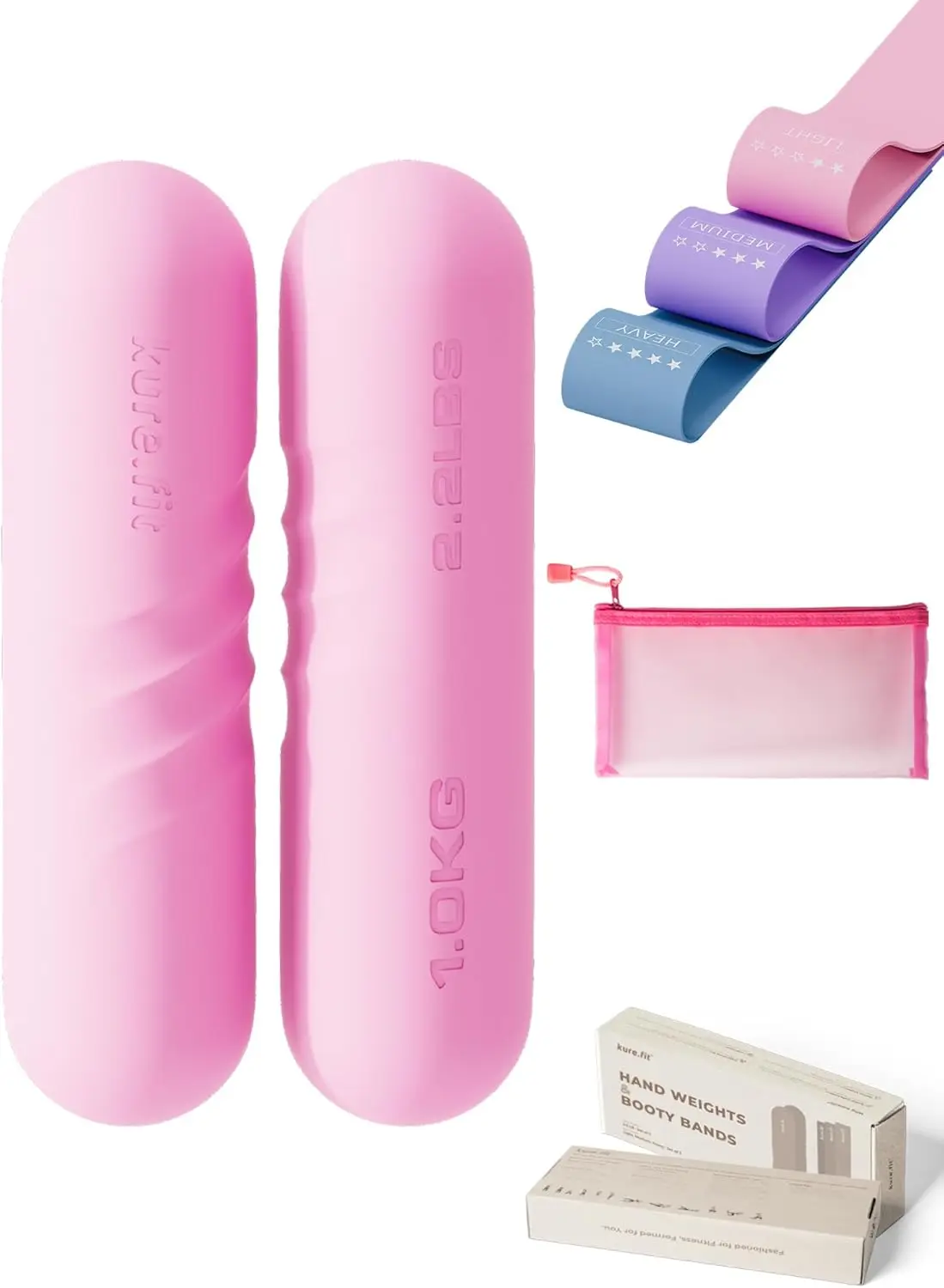 

2.2 LB Hand Weights with Non-Slip Grip & 3 Resistance Bands for Women and Men - Ideal for Pilates, Yoga, Gym