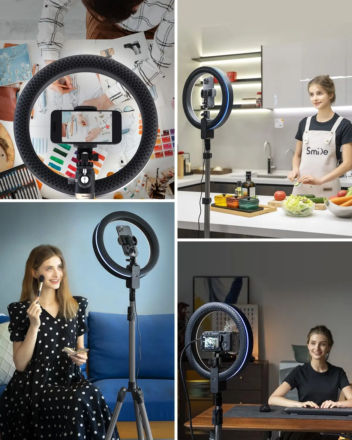 12'' Ring Light with Extendable 79'' Tripod, Compatible with 3.5-6.7'' Phone &DSLR,Remote Control,Dimmable LED Selfie Circle Lig