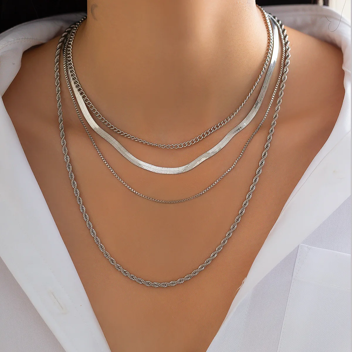Retro Gold Color Metal Flat Snake Hollow Cross Chain Collarbone Necklace 2025 Layered Creative Girl Fashion Charm Jewelry Gift