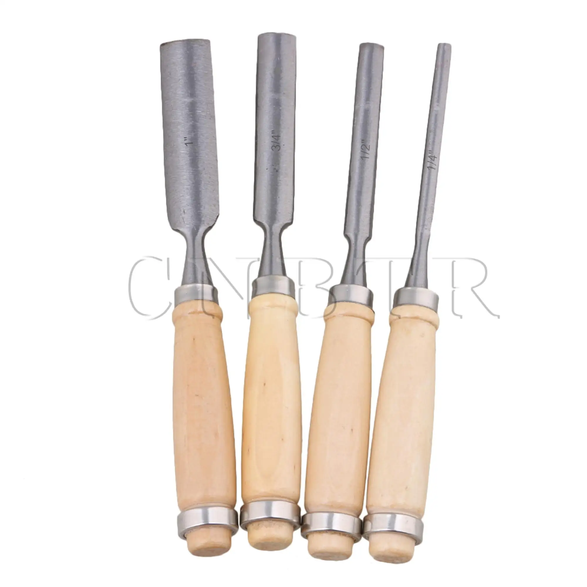 CNBTR Wood Color Carving Firmer Gouge Wood Chisel Set DIY Woodworking Handle Carpentry Tools Pack of 4