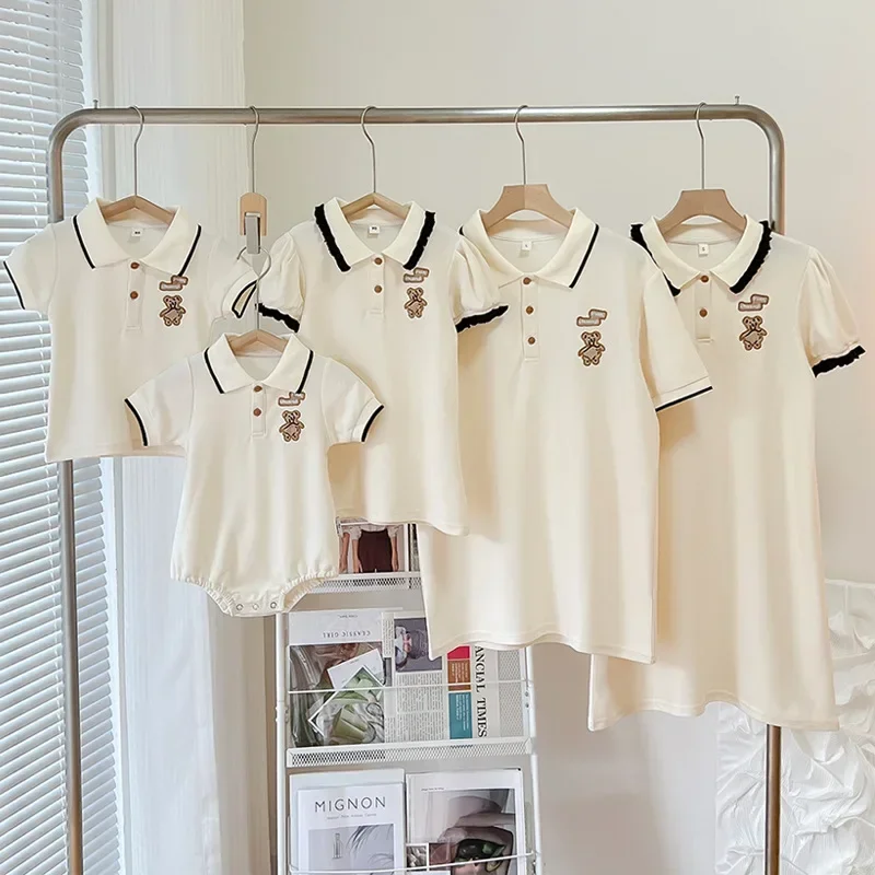 

Baby Bear Family Clothes Mother Dad and Son Matching T Shirts and Daughter Same Dresses Men's Adult T-shirt Short Sleeve for