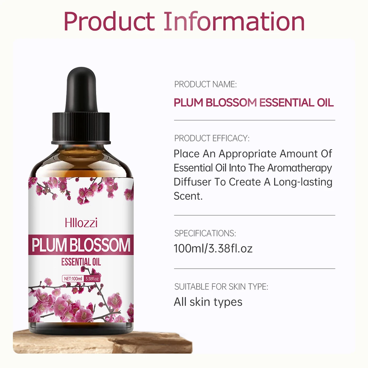 Plum Blossom Essential Oil Can Be Used for Skin Care, Bath, Facial, and Aromatherapy Diffuser and Is Suitable for All Skin Types