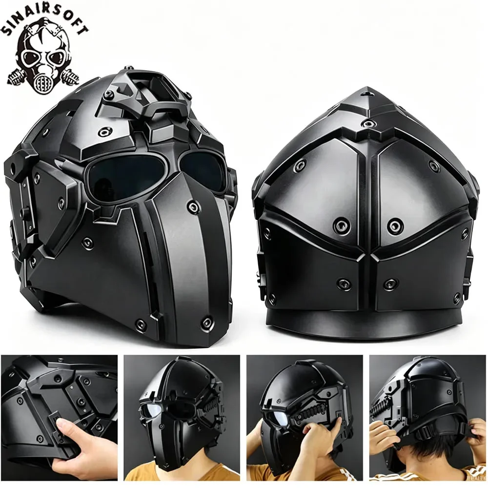 High-Quality Tactical Helmet Mask Integrated Airsoft Paintball Wargame Full Protect Outdoor Motorcycle Cycling Equipment