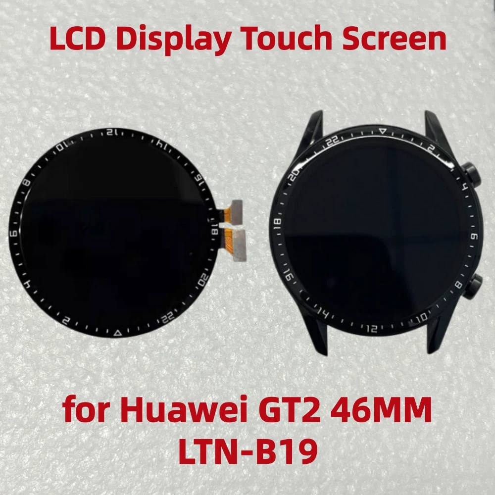 LCD Touch Screen Display with Frame for Huawei GT2 46MM LTN-B19 LCD Screen Digitizer Full Assembly Watch Replace Spare Part