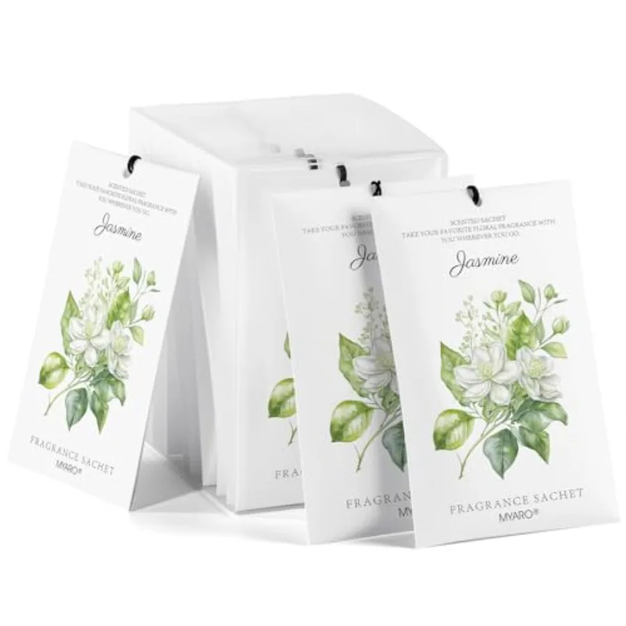 

12 Pack Jasmine Scented Sachets for Drawer Closet and Small Spaces Air Freshener Bags Odor Eliminator for Car Shoes Bathroom Ho
