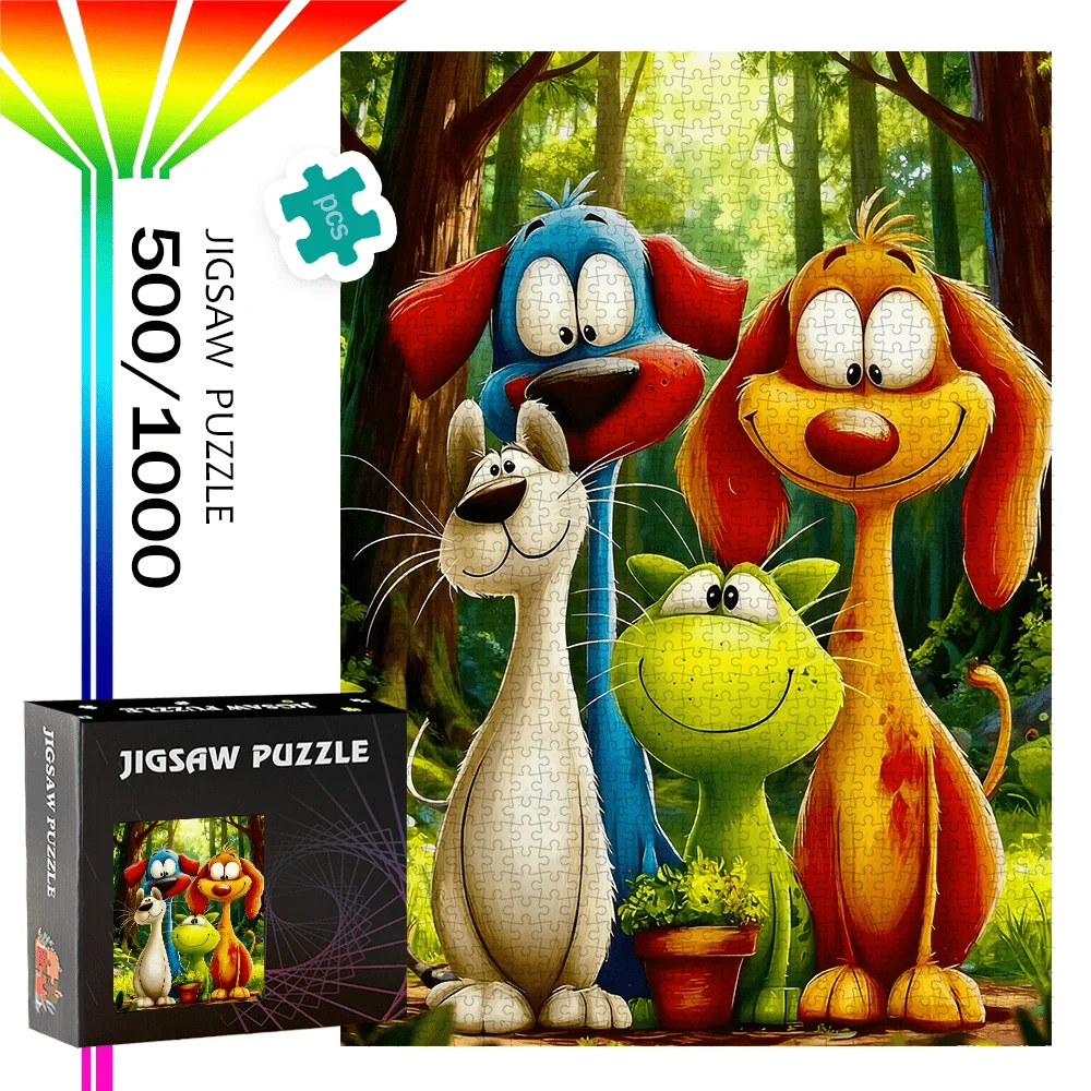 

500 шт./1000 шт. пазлы с тематикой собаки, подходящие для s и - портативные сложные головоломки своими руками на дни рождения, Рождество, T