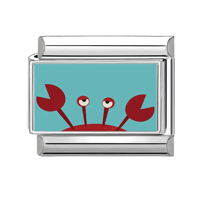 Y2K المحيط سلسلة قارب نجم البحر قذيفة كراب الأسماك الإيطالية سحر الروابط صالح 9 مللي متر الفولاذ المقاوم للصدأ سوار المرأة مجوهرات DIY بها بنفسك صنع #2