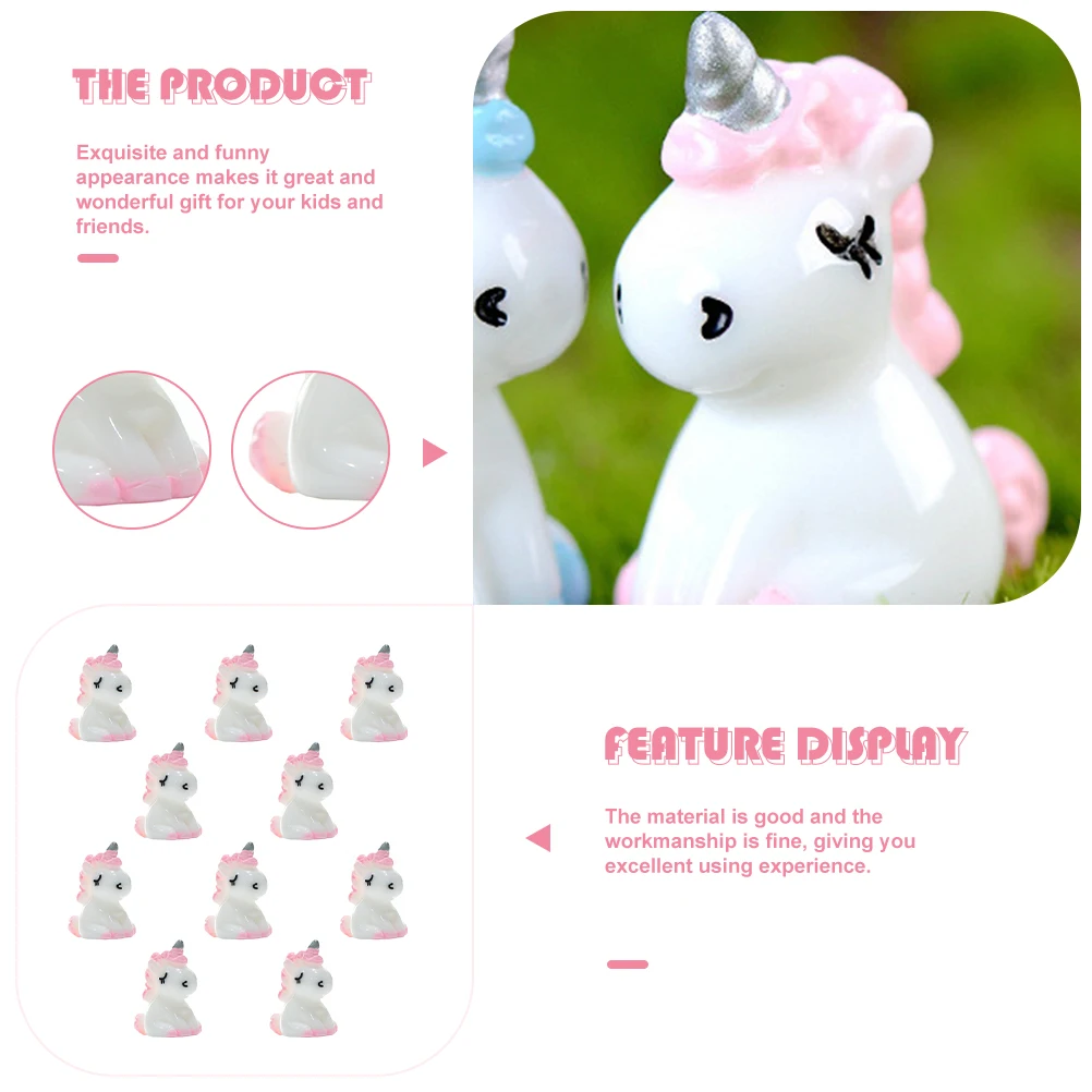 

10 Pcs Unicorn Ornaments Toy Decoration Miniature Sculpture Resin Figurines Bonsai Animal